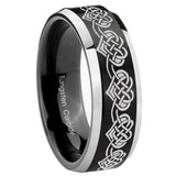His Hers Celtic Knot Heart Beveled Brush Black 2 Tone Tungsten Mens Ring Set