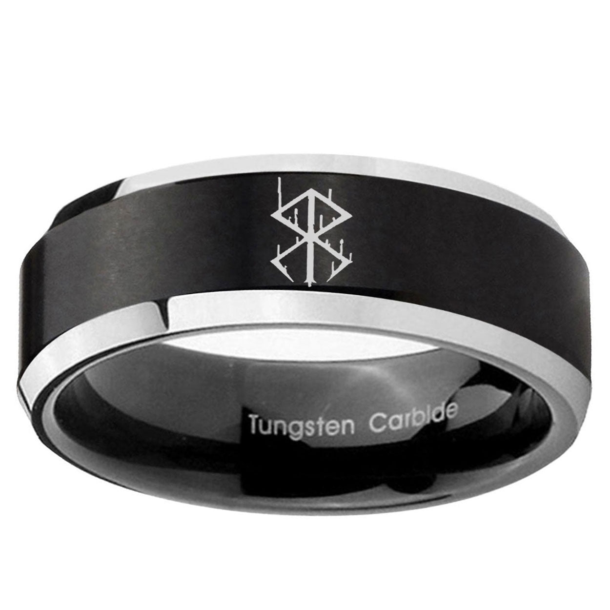 5MM Stigma Sangrando Berserk Inspired Beveled Two Tone Black Tungsten Wedding Band