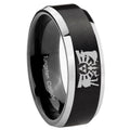 8MM Zelda Link Beveled Two Tone Black Tungsten Wedding Band