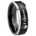 8MM Pokeball Pokemon Beveled Two Tone Black Tungsten Wedding Band