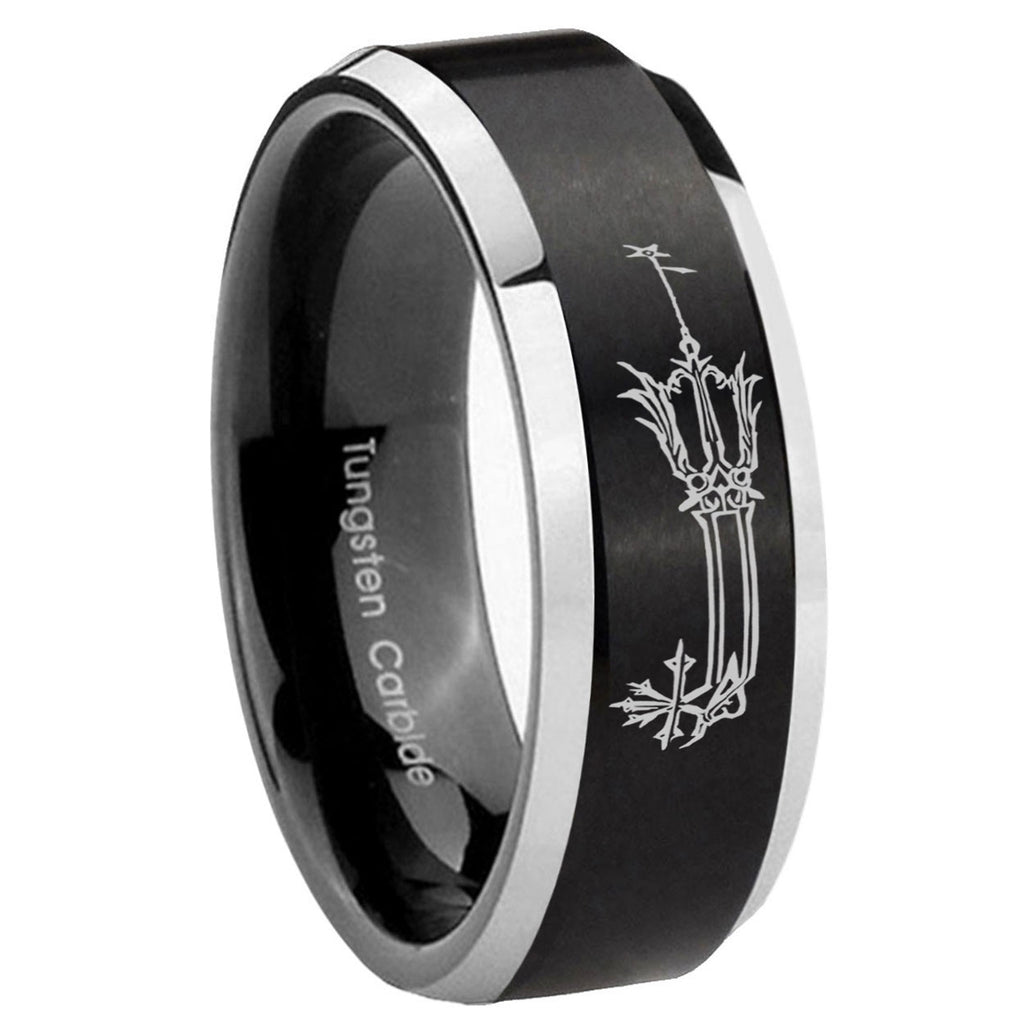 8MM Geekery Oathkeeper Kingdom Hearts Beveled Two Tone Black Tungsten Wedding Band