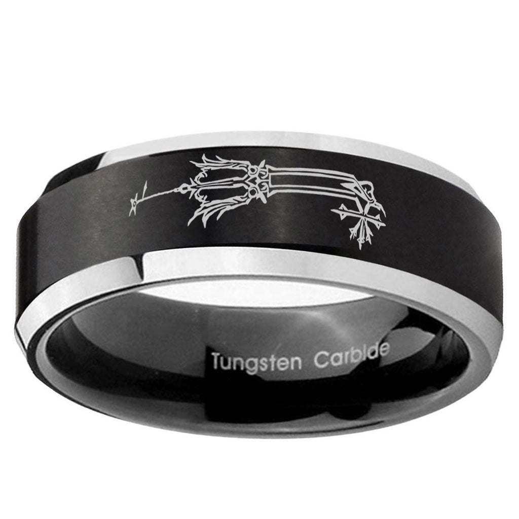 5MM Geekery Oathkeeper Kingdom Hearts Beveled Two Tone Black Tungsten Wedding Band