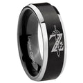 8MM Zelda Breath Of The Wild Beveled Two Tone Black Tungsten Wedding Band