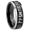 8MM Viking Beveled Two Tone Black Tungsten Wedding Band