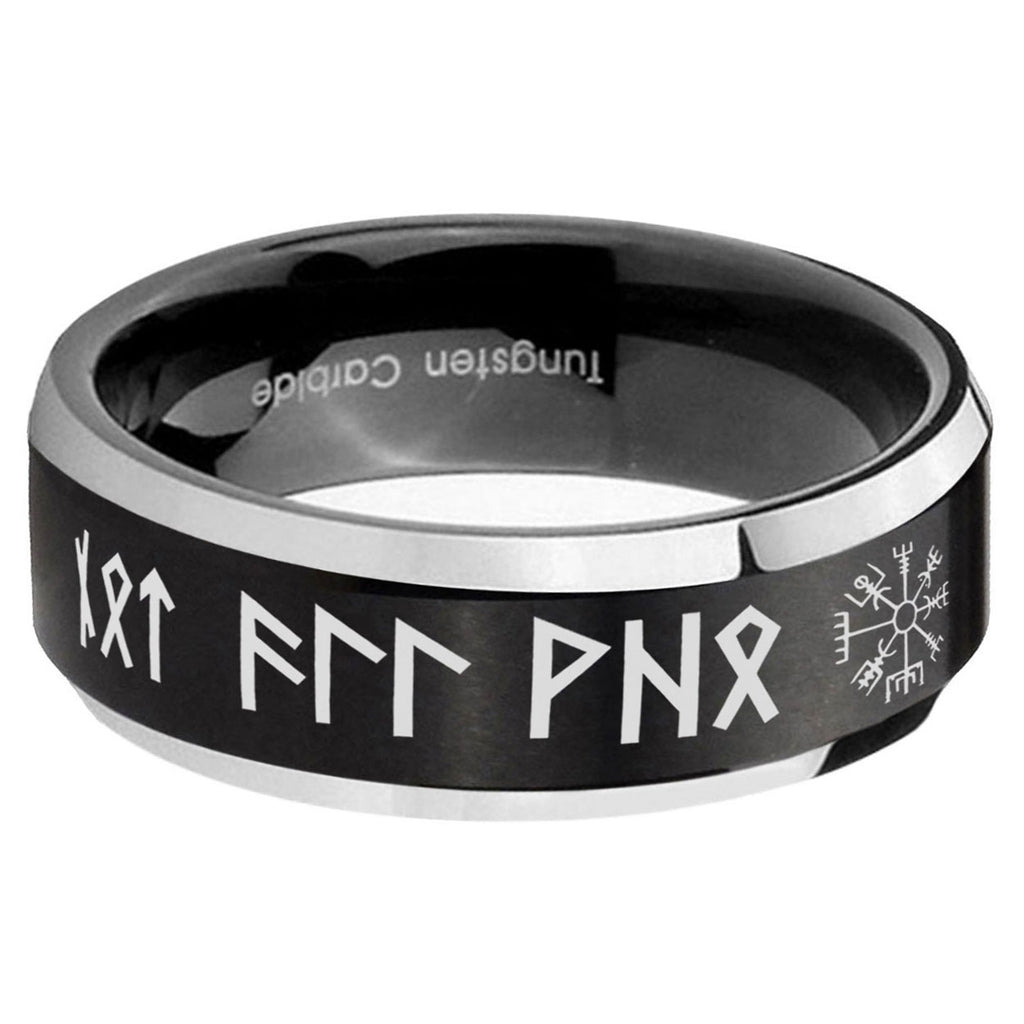 5MM Viking Beveled Two Tone Black Tungsten Wedding Band