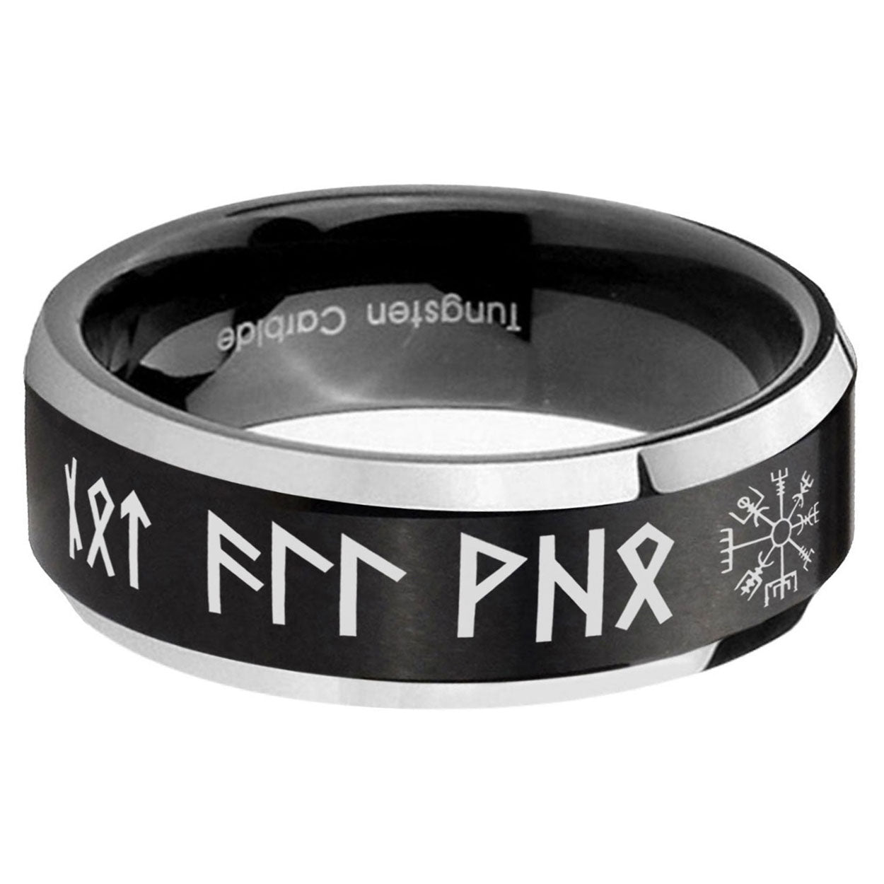 5MM Viking Beveled Two Tone Black Tungsten Wedding Band