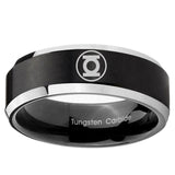 5, 8mm Green Lantern Beveled Edge Two Tone Black Men Ring Tungsten