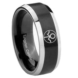 8mm Gray Lantern Beveled Edge Two Tone Black Tungsten Men Wedding Bands