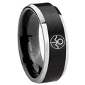 8MM Gray Lantern Beveled Two Tone Black Tungsten Ring For Men