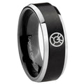 8MM Orange lantern Beveled Two Tone Black Tungsten Wedding Band