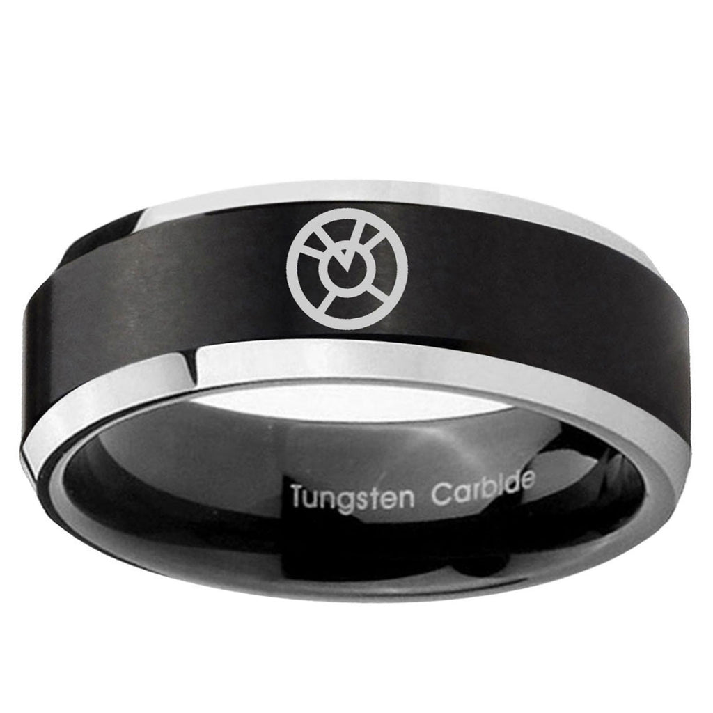 5MM Orange lantern Beveled Two Tone Black Tungsten Wedding Band