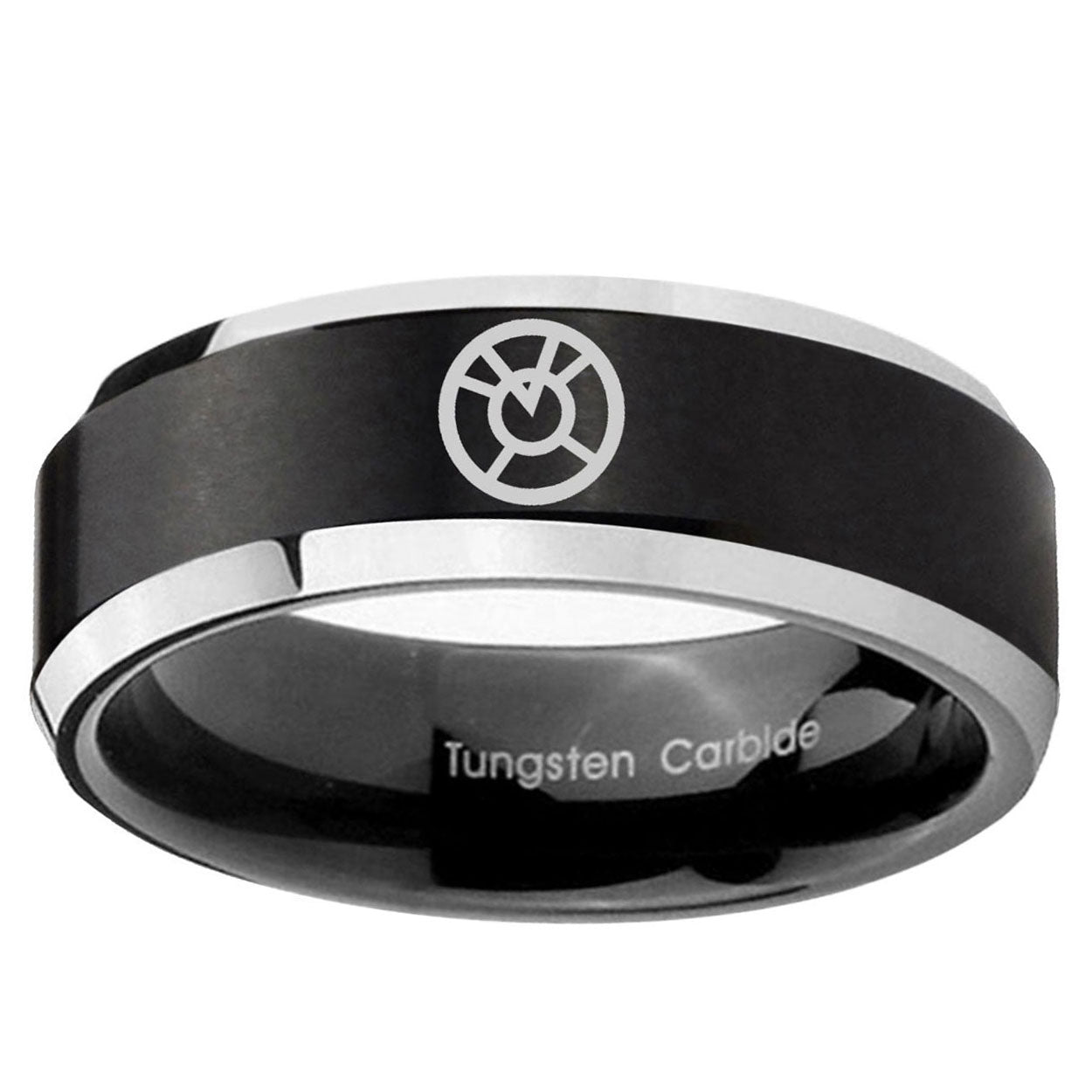 5MM Orange lantern Beveled Two Tone Black Tungsten Wedding Band