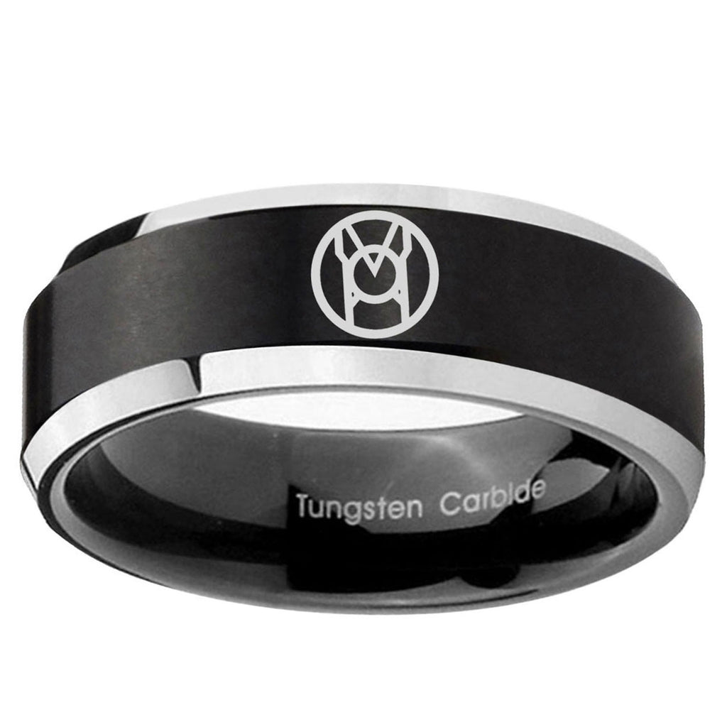 5MM Larfleeze Green Lantern Beveled Two Tone Black Tungsten Wedding Band