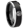 8MM Silver Lantern Beveled Two Tone Black Tungsten Wedding Band