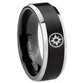 8MM Star Sapphire Lantern Beveled Two Tone Black Tungsten Wedding Band