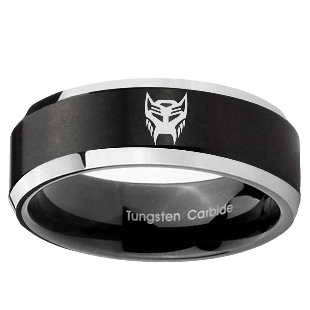 5MM Transformers Insignias Beveled Two Tone Black Tungsten Wedding Band