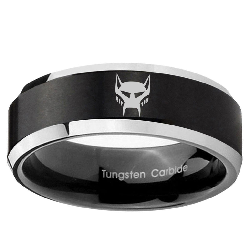 5MM Transformers Maximal Beveled Two Tone Black Tungsten Wedding Band