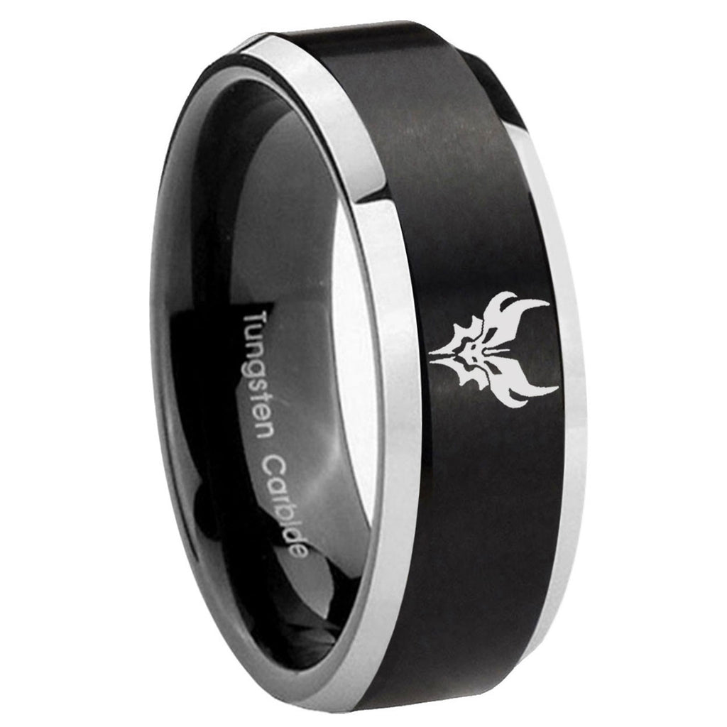 8MM Transformers Shatterback Beveled Two Tone Black Tungsten Wedding Band