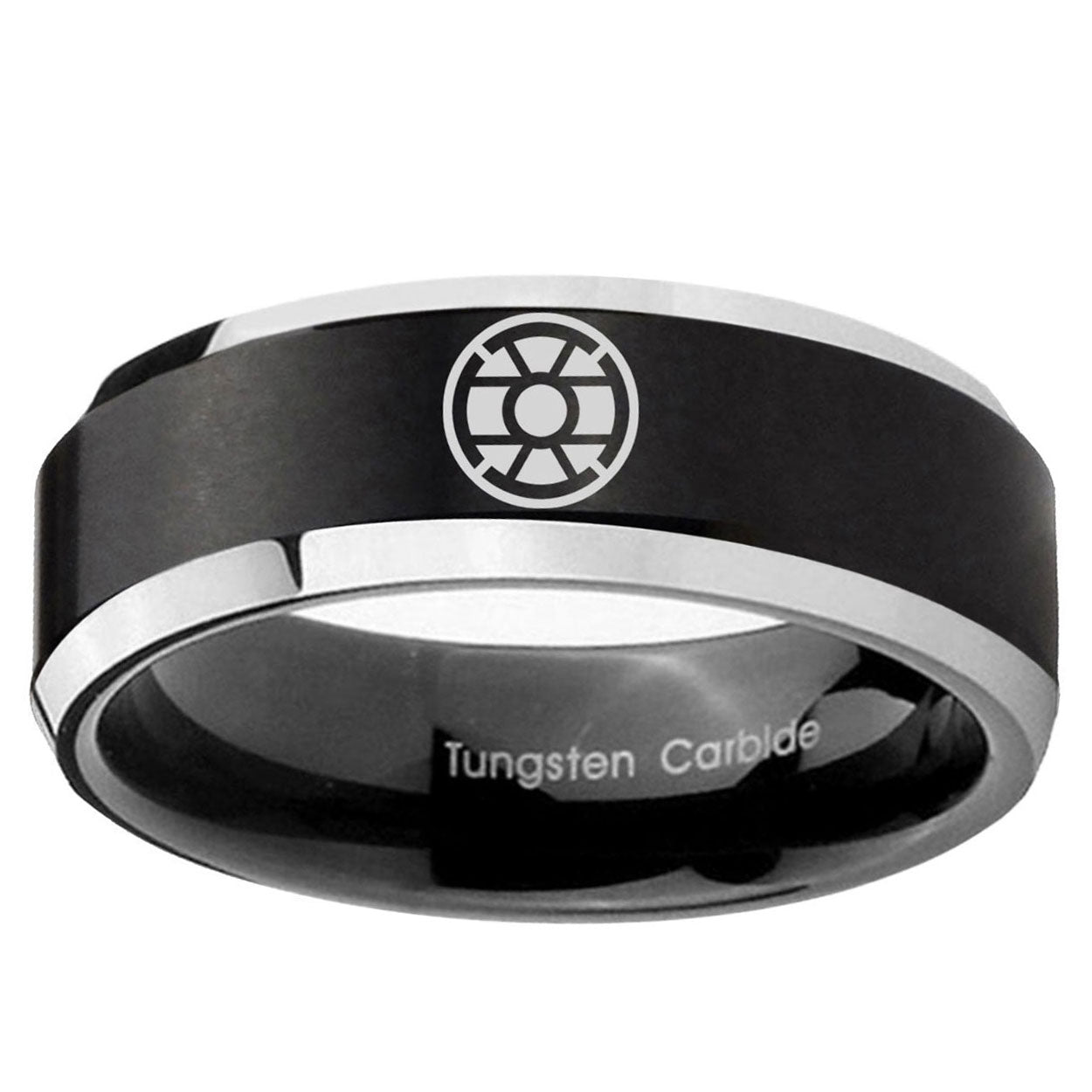 5MM Gold Lantern Beveled Two Tone Black Tungsten Wedding Band