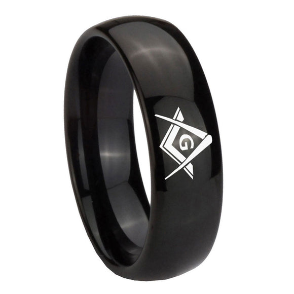 8mm-Freemason-Masonic-Dome-Black-Tungsten-Carbide-Mens-Wedding-Band