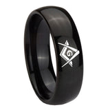10mm-Freemason-Masonic-Dome-Black-Tungsten-Carbide-Mens-Wedding-Band