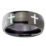 10mm-Crosses-Dome-Black-Tungsten-Carbide-Mens-Engagement-Band
