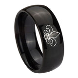8mm-Fleur-De-Lis-Dome-Black-Tungsten-Carbide-Mens-Anniversary-Ring