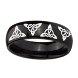 8mm-Celtic-Triangles-Dome-Black-Tungsten-Carbide-Mens-Ring-Personalized