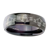 10mm-Irish-Claddagh-Dome-Black-Tungsten-Carbide-Mens-Engagement-Band