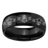 5, 8mm Irish Claddagh Dome Black Tungsten Ring