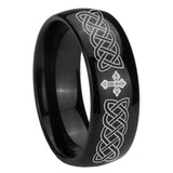 8mm Celtic Cross Dome Black Tungsten Carbide Men's Bands Ring
