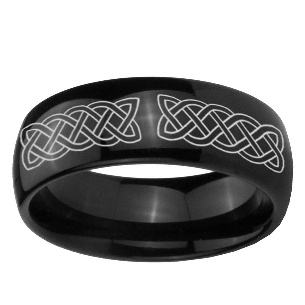 5mm Celtic Knot Dome Black Tungsten Wedding Band Ring