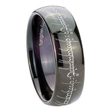 8mm Lord Of The Rings Dome Polish Black Mens Engraved Wedding Bands