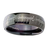 5, 8mm Lord Of The Rings Dome Polish Black Mens Engraved Wedding Bands