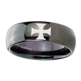 10mm-Maltese-Cross-Dome-Black-Tungsten-Carbide-Custom-Ring-for-Men