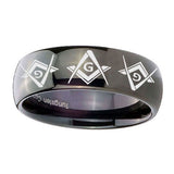 8mm-Master-Mason-Masonic--Dome-Black-Tungsten-Carbide-Mens-Bands-Ring