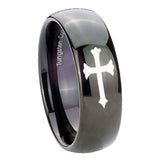10mm-Christian-Cross-Dome-Black-Tungsten-Carbide-Wedding-Bands-Ring