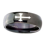 10mm-Christian-Cross-Dome-Black-Tungsten-Carbide-Wedding-Bands-Ring