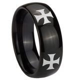 8mm-4-Maltese-Cross-Dome-Black-Tungsten-Carbide-Mens-Wedding-Band