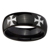 8mm-4-Maltese-Cross-Dome-Black-Tungsten-Carbide-Mens-Wedding-Band