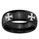 5, 8mm 4 Maltese Cross Dome Black Tungsten Ring