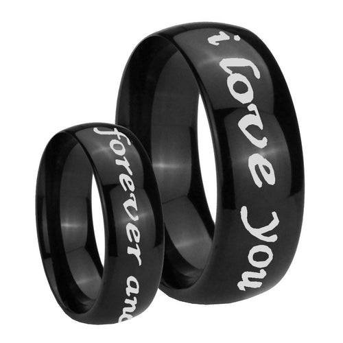 10mm I Love You Forever and ever Dome Black Tungsten Wedding Engraving Ring