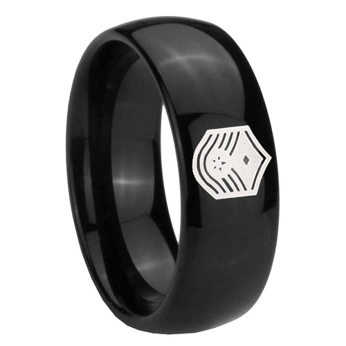 10mm Chief Master Sergeant Vector Dome Black Tungsten Carbide Mens Promise Ring