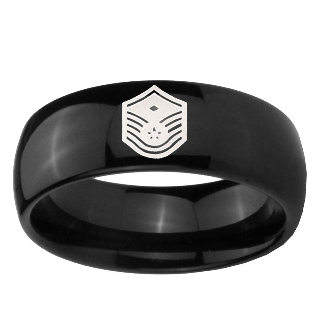 10mm Chief Master Sergeant Vector Dome Black Tungsten Ring