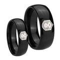 Chief Master Sergeant Vector Dome Black Tungsten Couple Wedding Bands