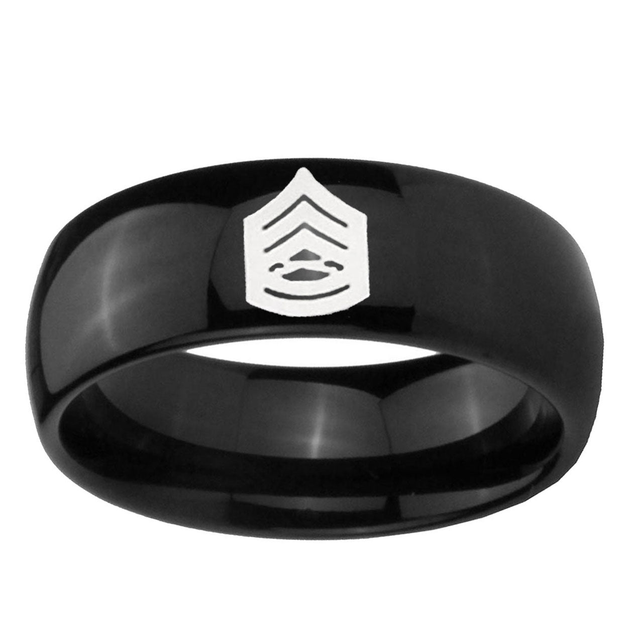 5mm Army Sergeant Major Dome Black Tungsten Engraved Ring