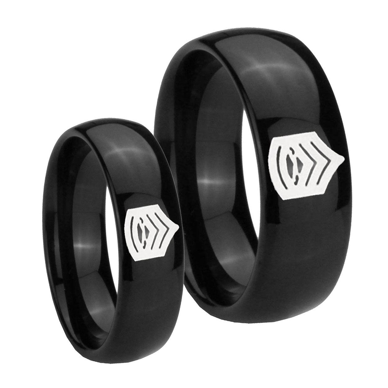 Army Sergeant Major Dome Black Tungsten His And Hers Ring