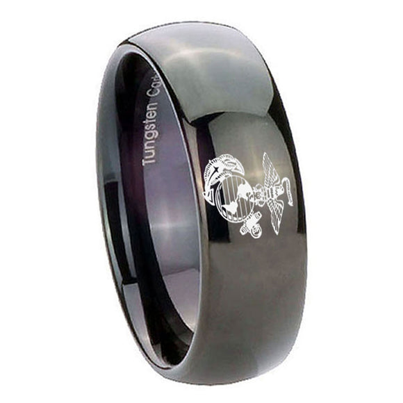 8mm-Marine-Dome-Black-Tungsten-Carbide-Custom-Mens-Ring