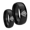 CTR Dome Black Tungsten Wedding Set Ring