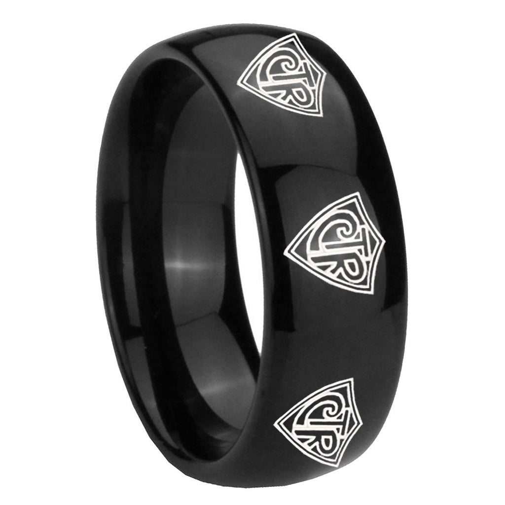 10mm Multiple CTR Dome Black Tungsten Carbide Anniversary Ring
